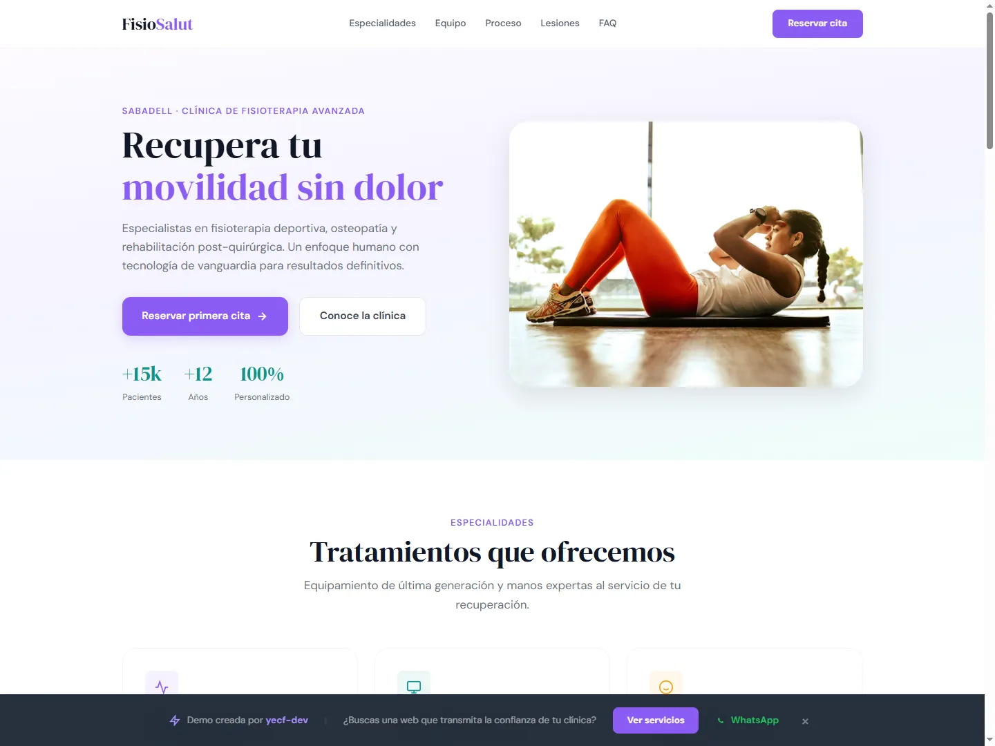 Captura demo Clínica Médica — sector Salud