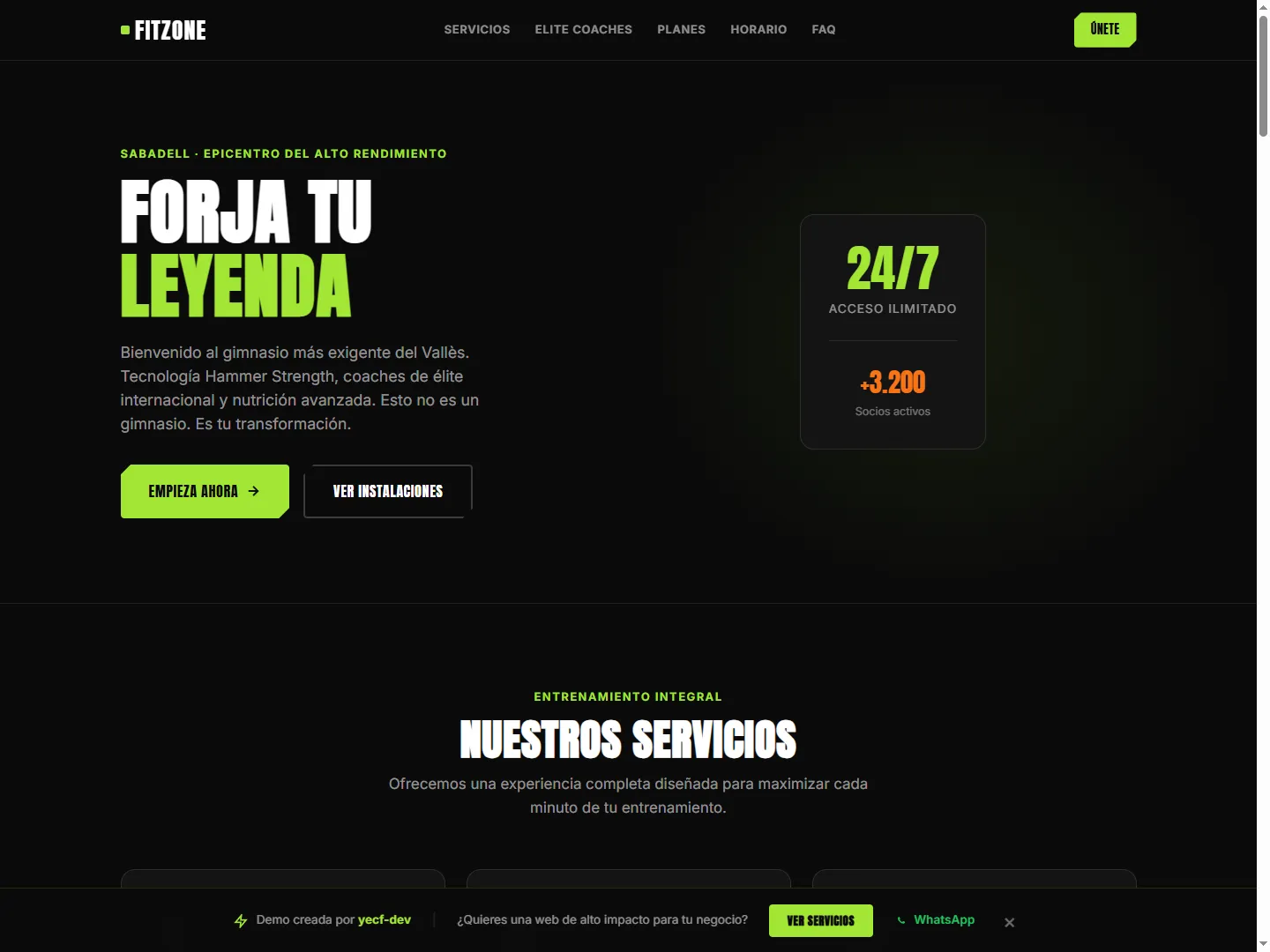 Captura demo Gimnàs / Fitness — sector Serveis