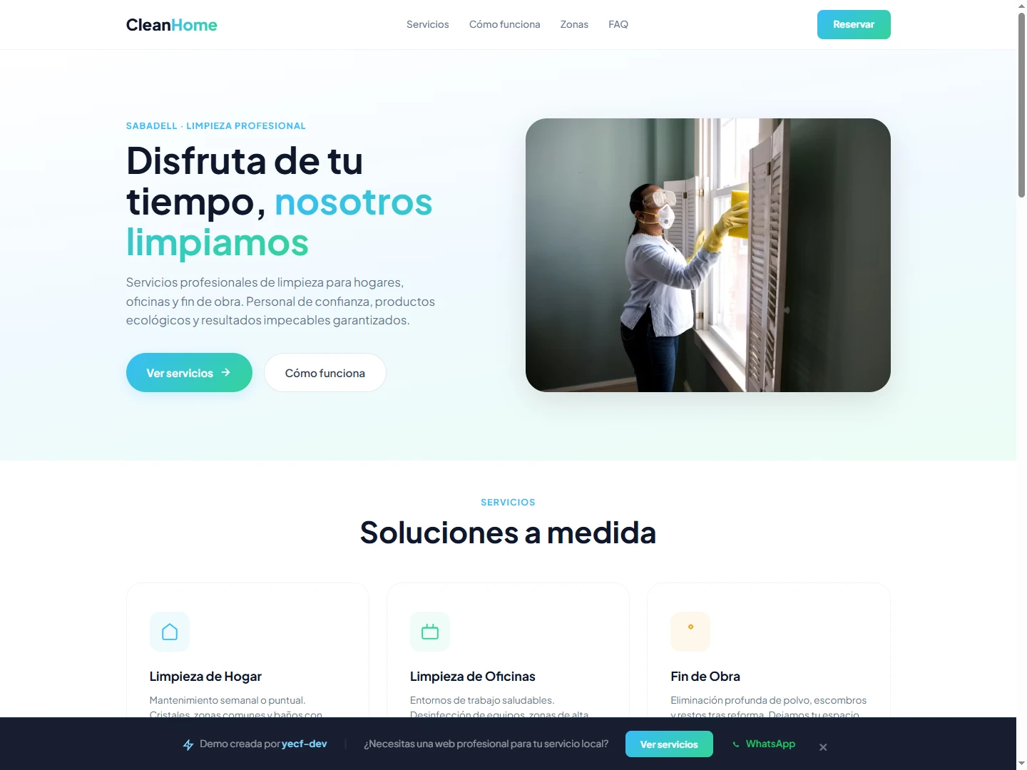 Captura demo Cleaning Company — sector Services