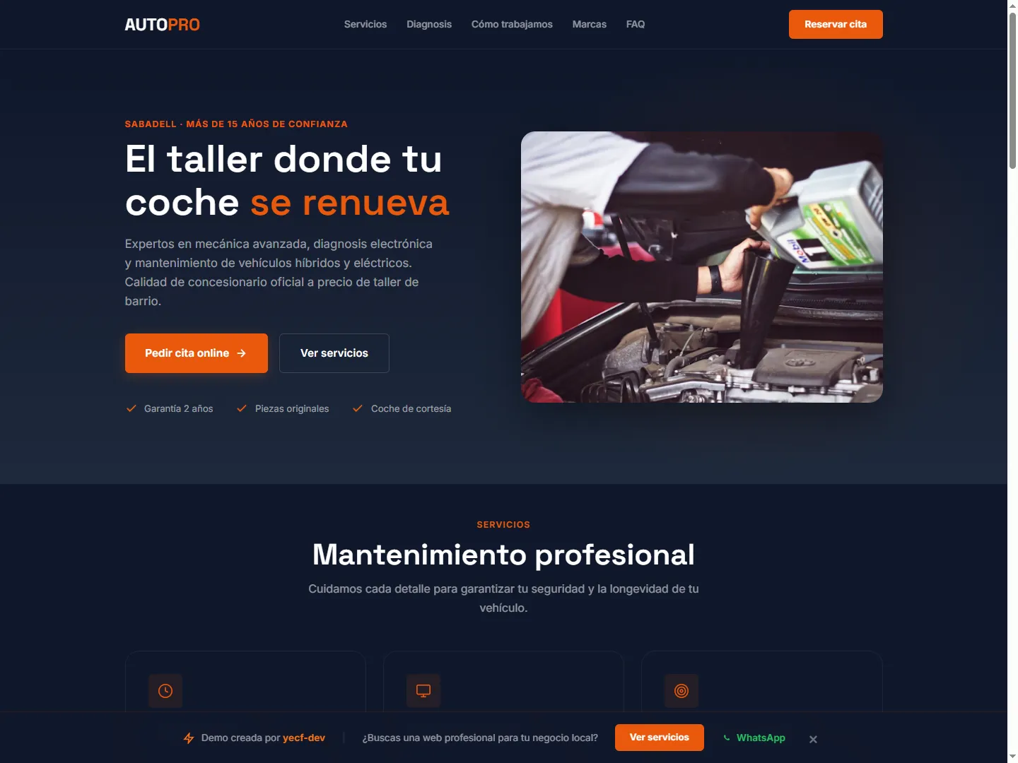 Captura demo Taller Mecànic — sector Serveis